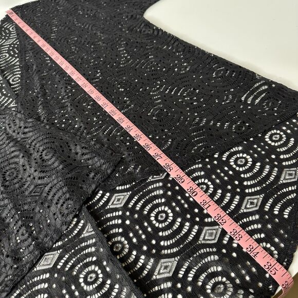 Black Lace Kimono Cardigan LuLaRoe Sz M Open Front Sheer Cover Up Boho Festival - Picture 12 of 14